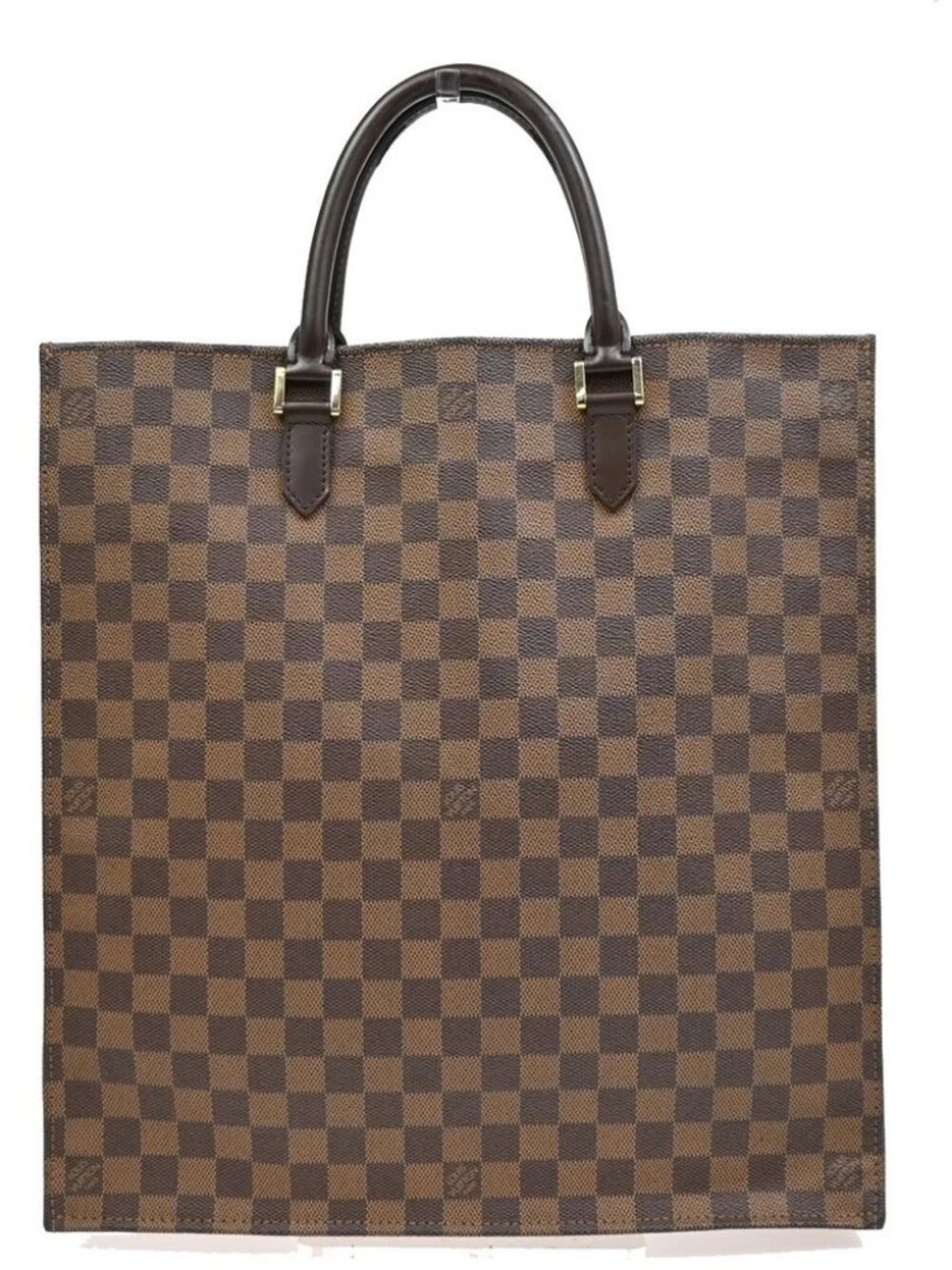 LOUIS VUITTON Sac Plat Hand Tote Bag Damier Ebene Leather Brown N51140 88PA066